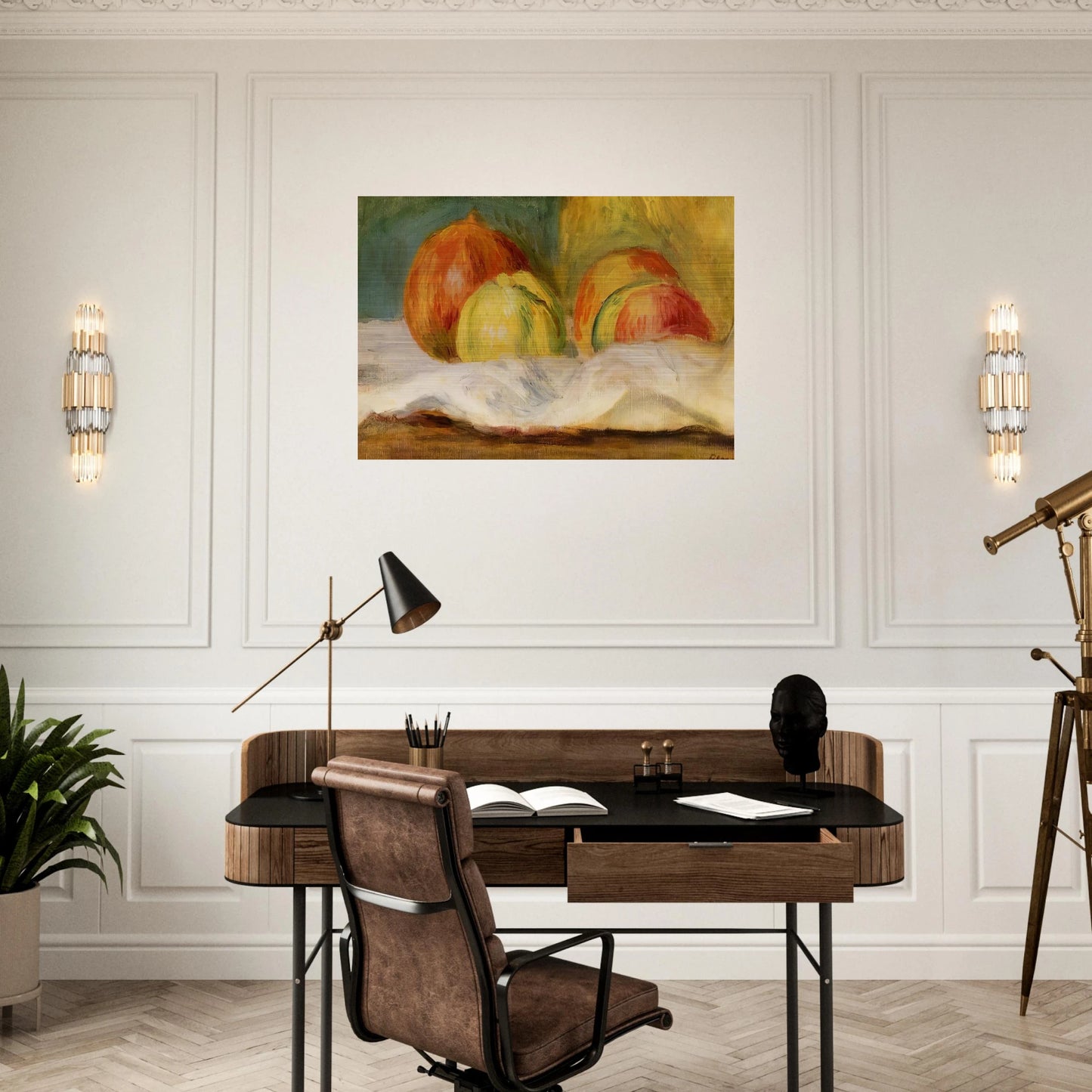 Still Life with Apples and Pomegranates - Pierre-Auguste Renoir Brushed Aluminum Print - 70x100 cm / 28x40 inches | Pierre-Auguste Renoir Aluminum Print | Pierre-Auguste Renoir Prints