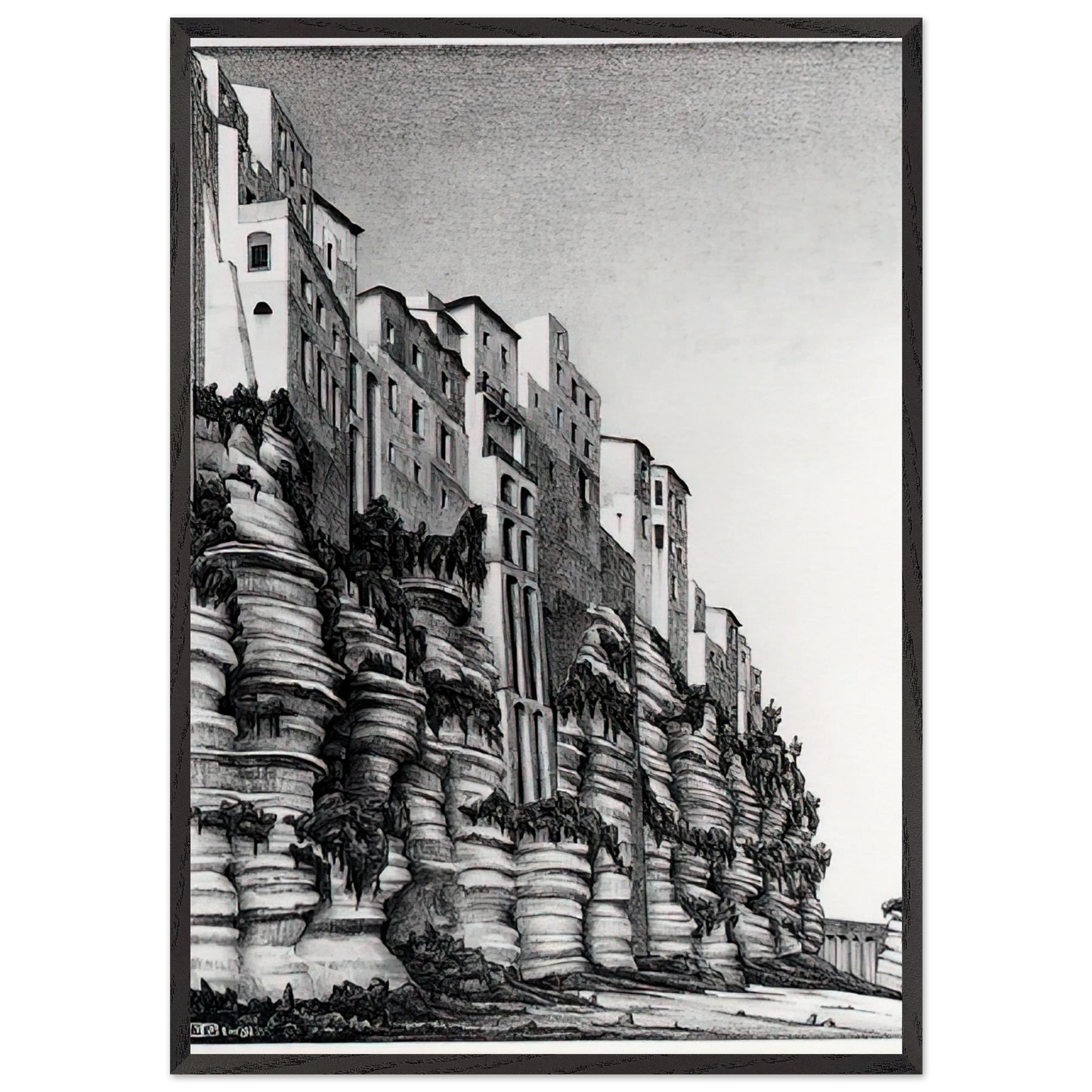 TROPEA CALABRIA - MC Escher Framed Art Print – Black Wooden Frame - Default Title - -Framed Art Print