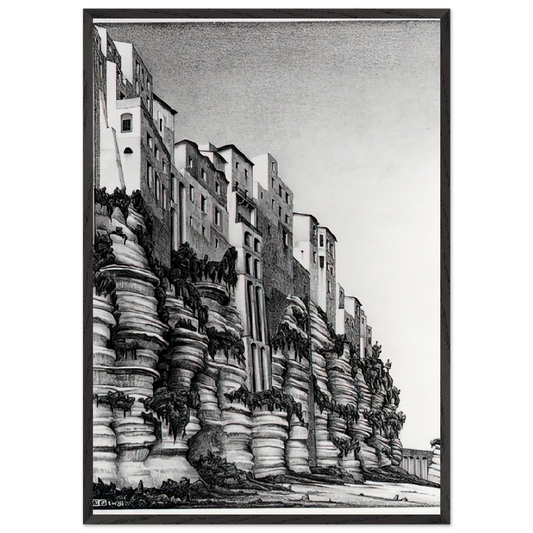 TROPEA CALABRIA - MC Escher Framed Art Print – Black Wooden Frame - Default Title - -Framed Art Print