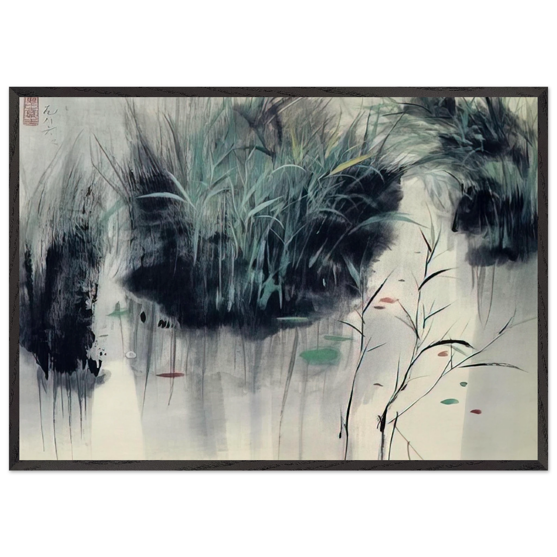 Untitled - Impressionism Ink and wash painting - Wu Guanzhong Framed Art Print – Black Wooden Frame - Default Title - -Framed Art Print