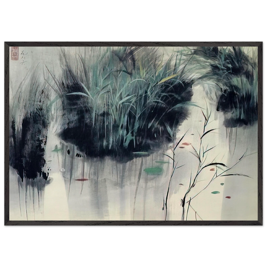 Untitled - Impressionism Ink and wash painting - Wu Guanzhong Framed Art Print – Black Wooden Frame - Default Title - -Framed Art Print