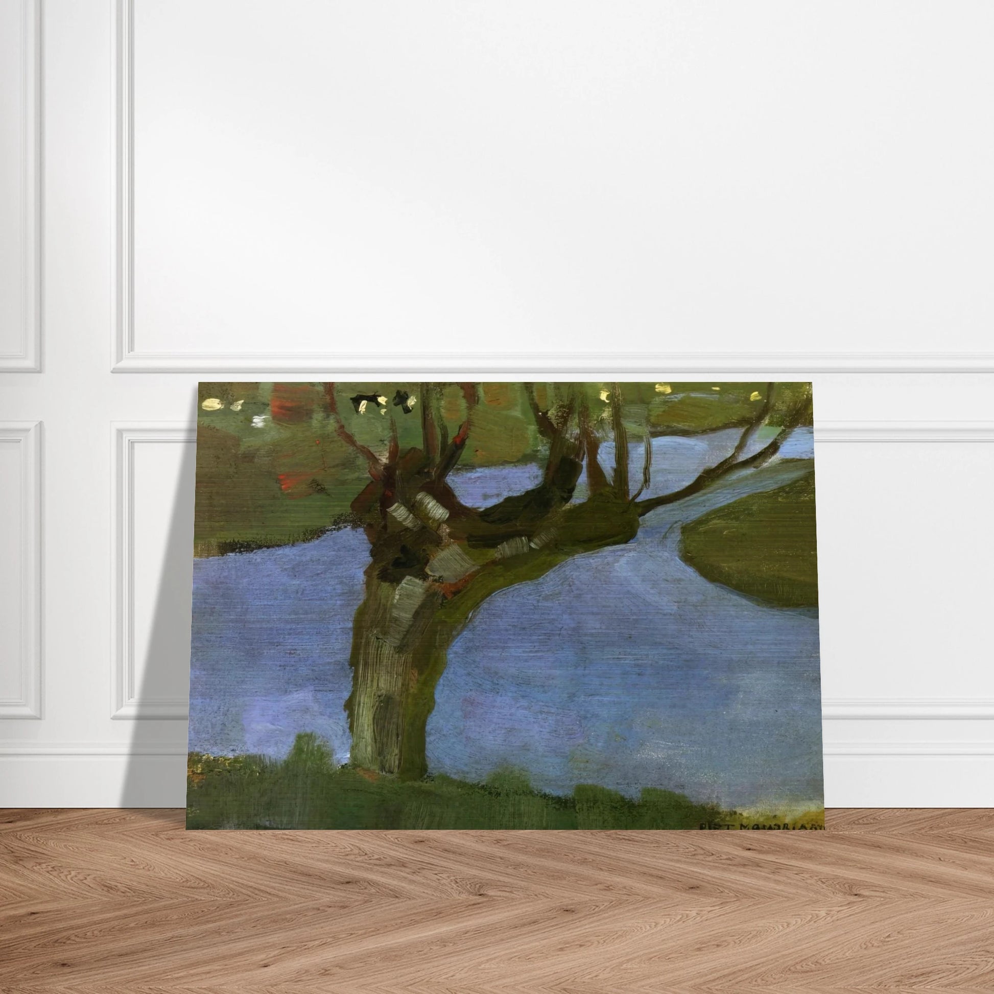 Irrigation Ditch with Mature Willow - Piet Mondrian Brushed Aluminum Print - 70x100 cm / 28x40 inches | Piet Mondrian Aluminum Print | Piet Mondrian Prints