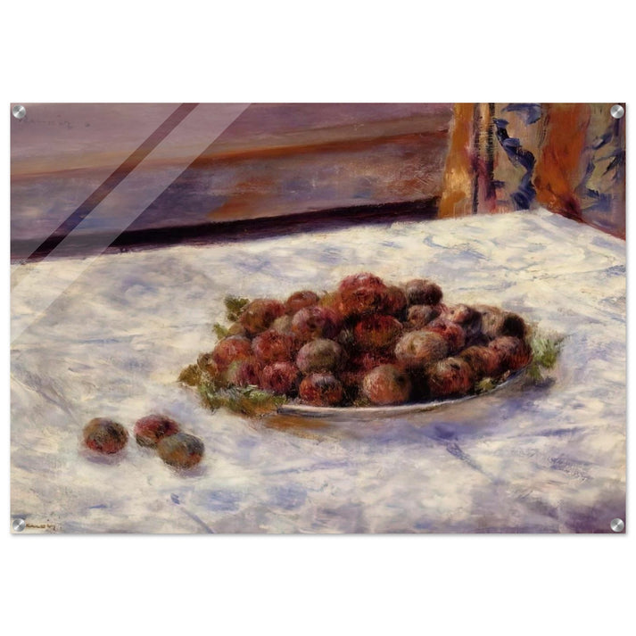 Still Life, a Plate of Plums - Pierre-Auguste Renoir Acrylic Print - 70x100 cm / 28x40″ inches