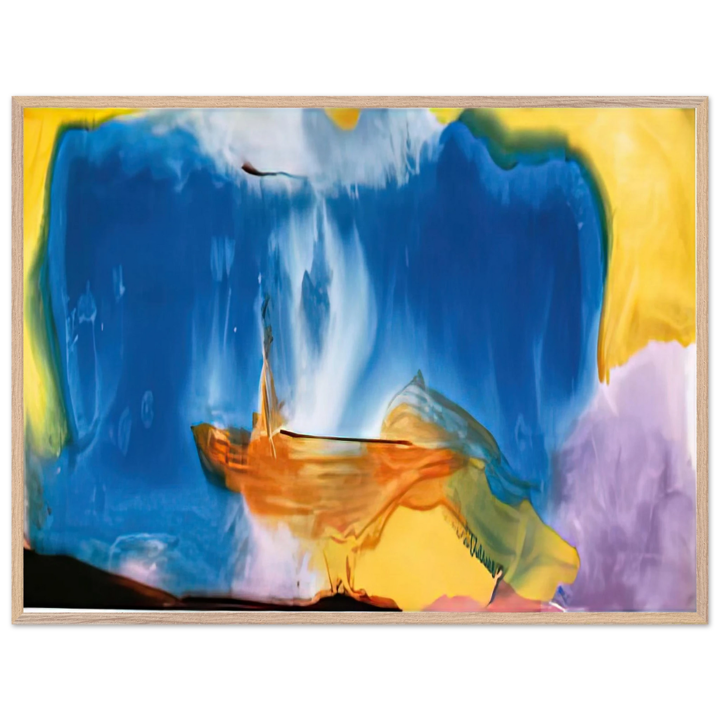Helen Frankenthaler - Moveable Blue, 1973- Wall Art - 60x80 cm / 24x32 inches - Premium Wooden Framed Poster With Fine Art Paper - Wood frame