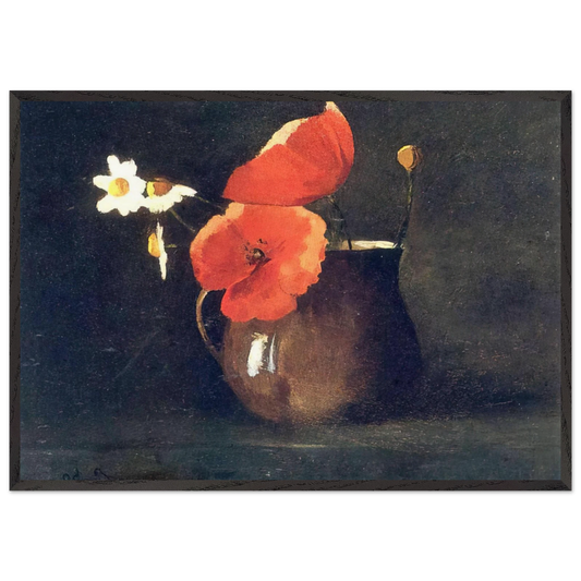 FLOWERS IN GREEN VASE - Odilon Redon Framed Art Print – Black Wooden Frame - Default Title - -Framed Art Print