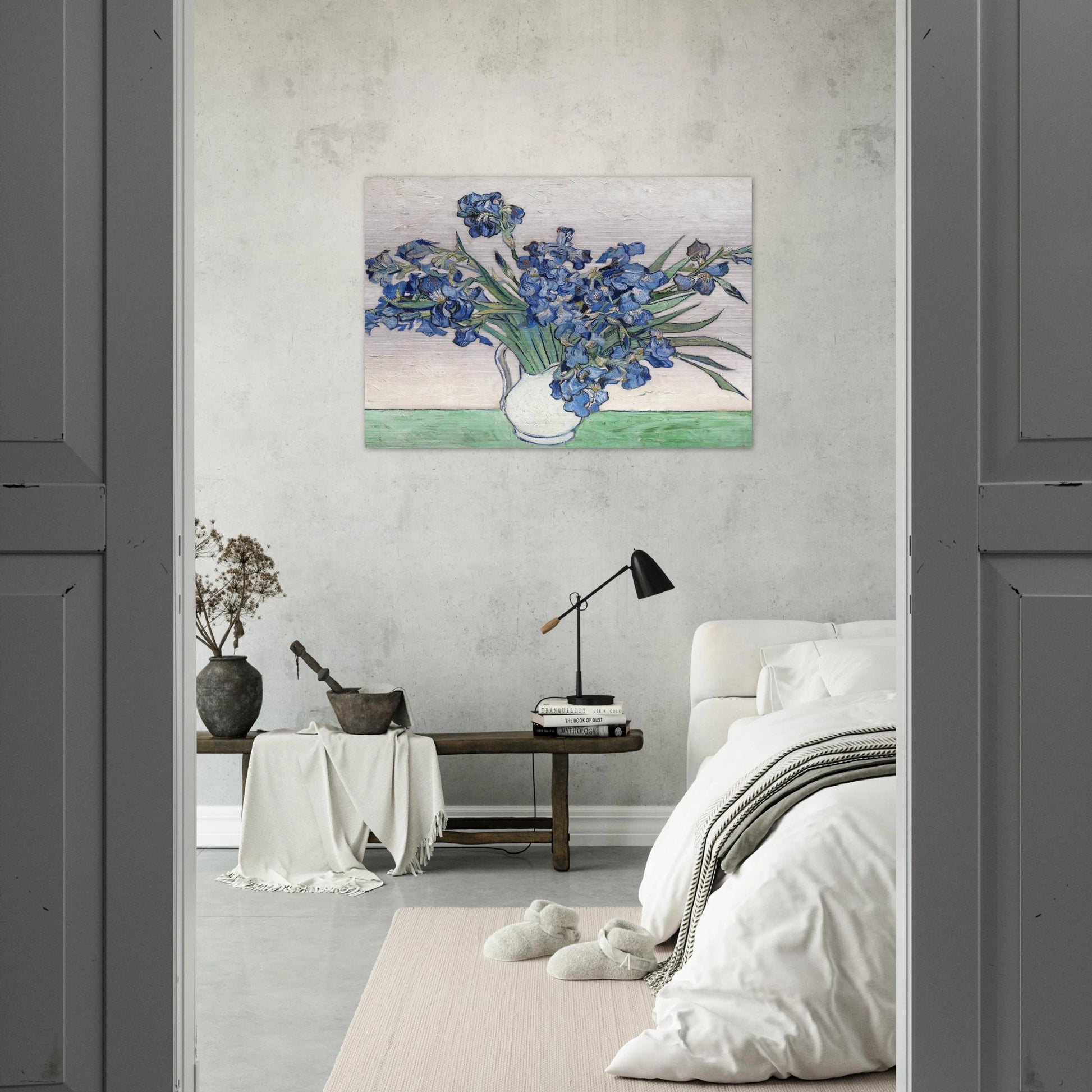 Vase with Irises - Vincent van Gogh Brushed Aluminum Print - 70x100 cm / 28x40 inches | Vincent van Gogh Aluminum Print | Vincent van Gogh Prints