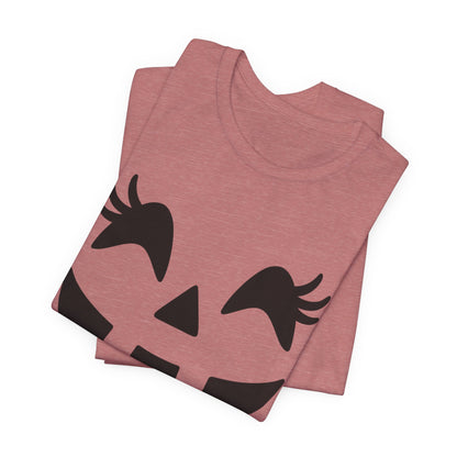 Jack O Lantern Face Pumpkin Eyelashes Halloween Women Girls T-Shirt