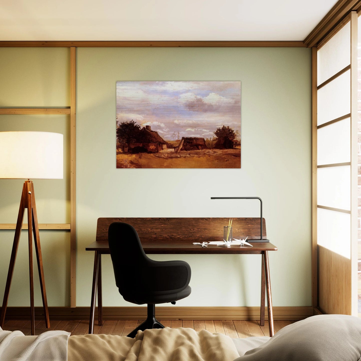 Cottage - Vincent van Gogh Brushed Aluminum Print - 70x100 cm / 28x40 inches | Vincent van Gogh Aluminum Print | Vincent van Gogh Prints