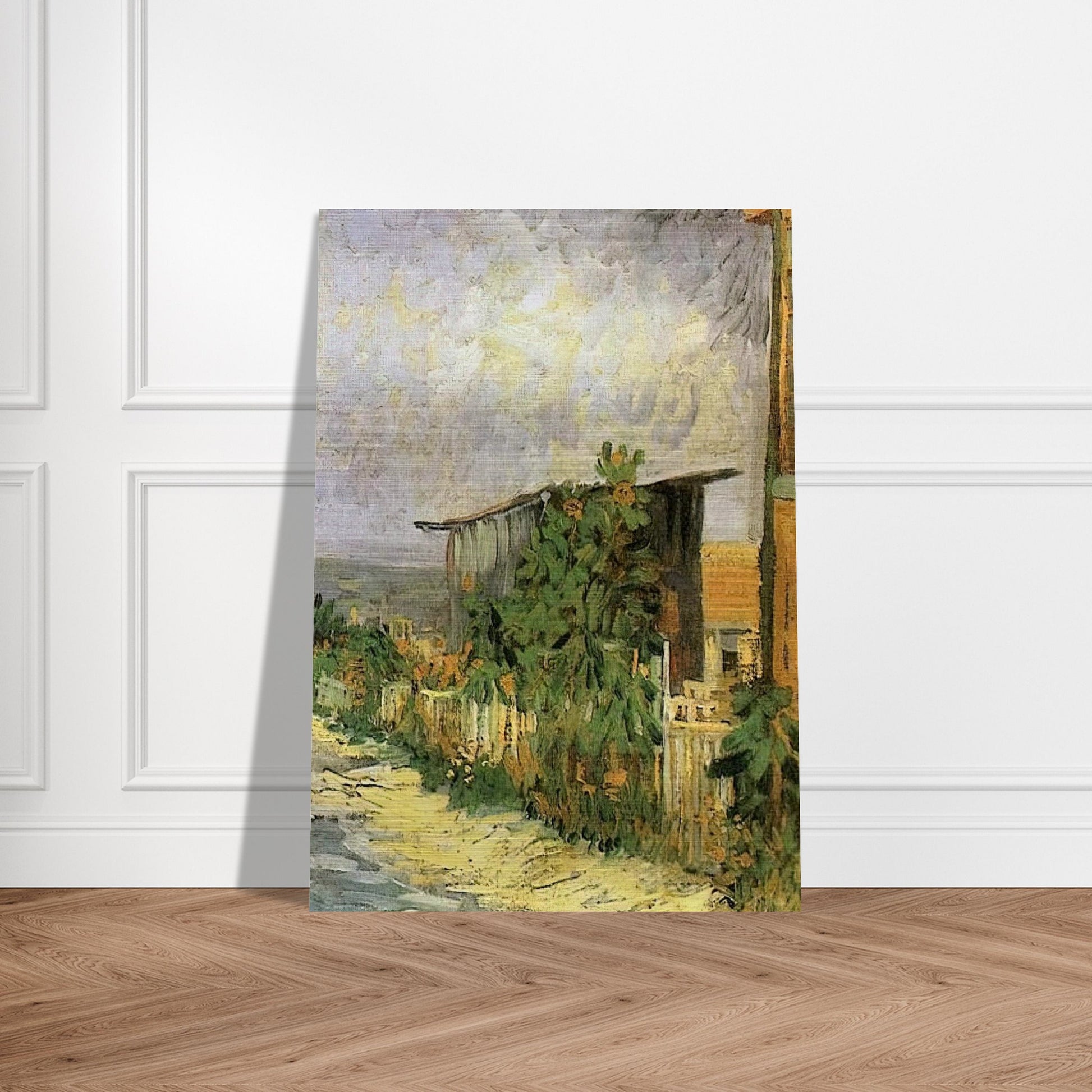 Montmartre Path with Sunflowers - Vincent van Gogh Brushed Aluminum Print - 70x100 cm / 28x40 inches | Vincent van Gogh Aluminum Print | Vincent van Gogh Prints