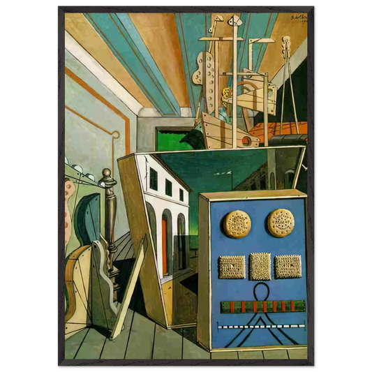 METAPHYSICAL INTERIOR WITH BISCUITS 1916 - Giorgio de Chirico Framed Art Print – Black Wooden Frame - Default Title - -Framed Art Print