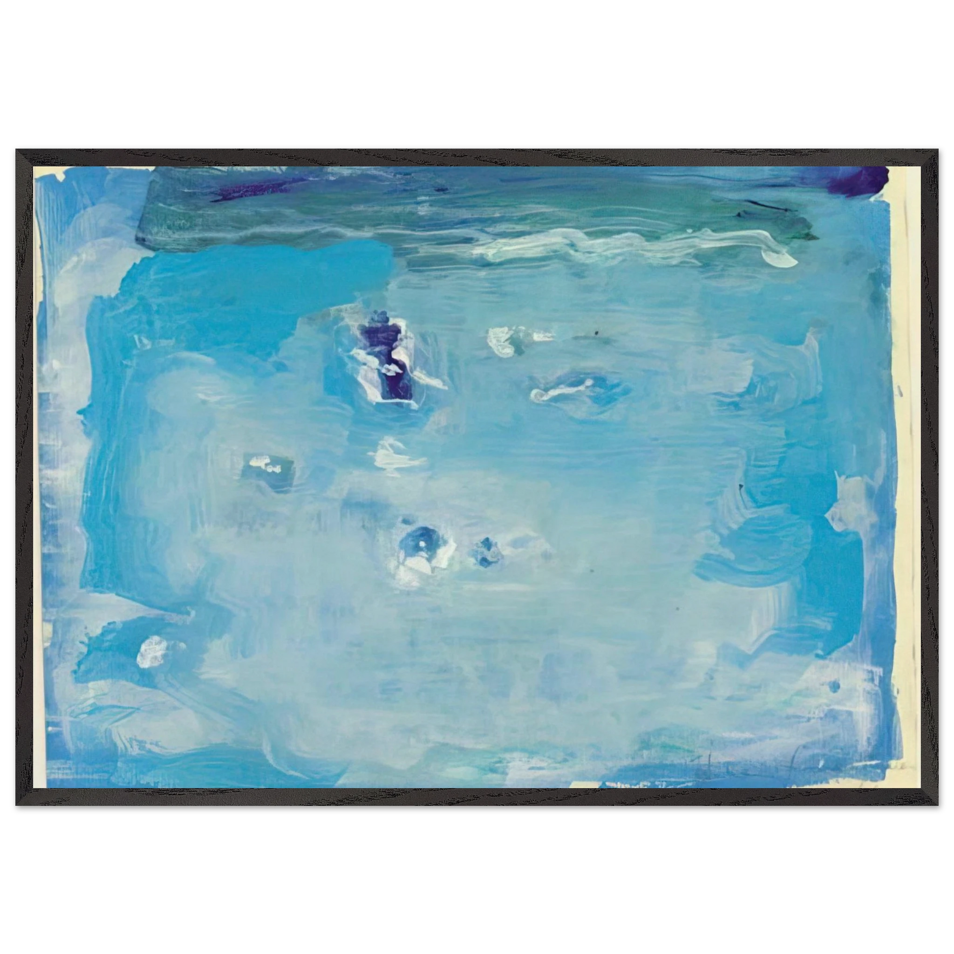 Untitled - Color Field Painting Lyrical Abstraction N1 - Helen Frankenthaler Framed Art Print – Black Wooden Frame - Default Title - -Framed Art Print