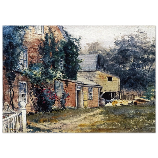 Old House, Nantucket - Childe Hassam Brushed Aluminum Print - 70x100 cm / 28x40 inches | Childe Hassam Aluminum Print | Childe Hassam Prints