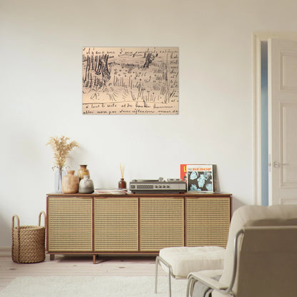 Field of Grass with Dandelions and Tree Trunks - Vincent van Gogh Brushed Aluminum Print - 70x100 cm / 28x40 inches | Vincent van Gogh Aluminum Print | Vincent van Gogh Prints