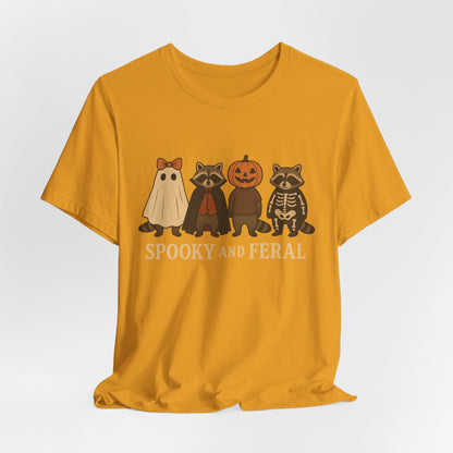 Spooky Raccoon Shirt, Funny Halloween Graphic Tee, Cute Vintage Fall T-Shirt, Trendy Womens Halloween Shirt, Feral Raccoon Tee