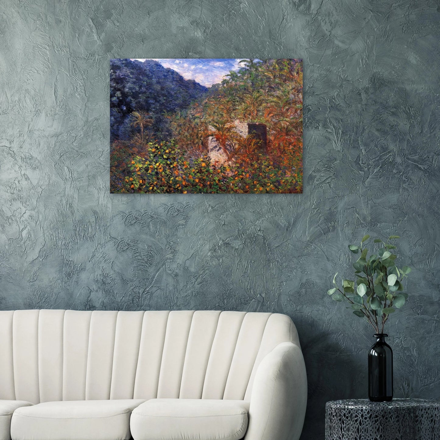 The Valley of Sasso, Blue Effect - claude monet Brushed Aluminum Print - 70x100 cm / 28x40 inches | claude monet Aluminum Print | claude monet Prints