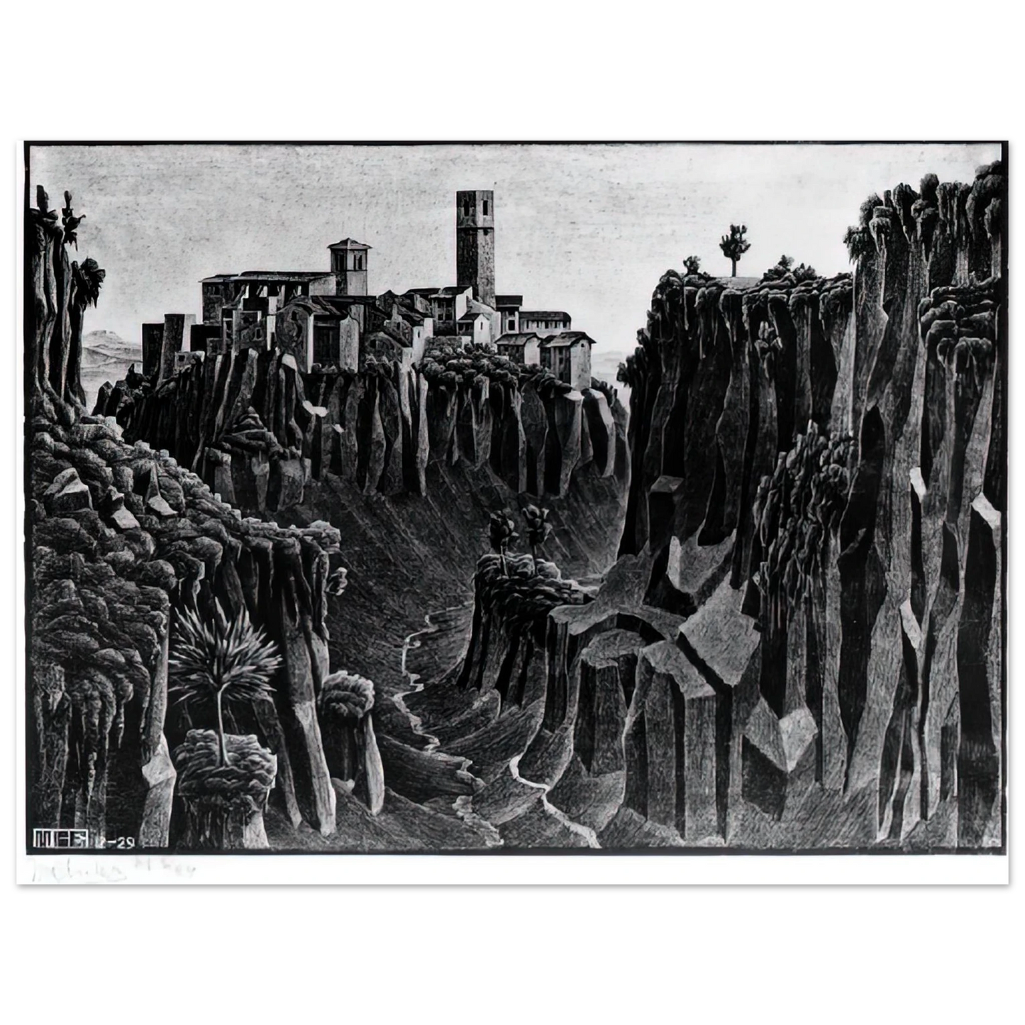 MC Escher - CIMINO BARBARANO Wall Art - 21x29.7 cm / 8x12" - Fine Art Poster - -