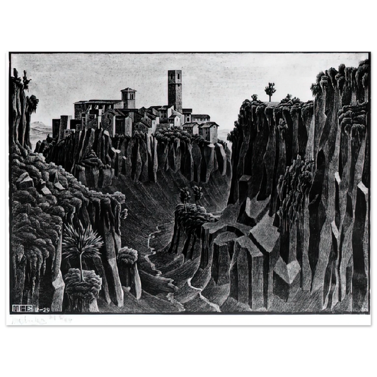 MC Escher - CIMINO BARBARANO Wall Art - 21x29.7 cm / 8x12" - Fine Art Poster - -