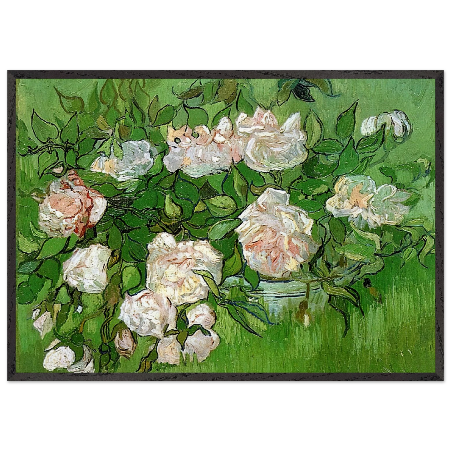Still Life - Pink Roses - Vincent van Gogh Framed Art Print – Black Wooden Frame - Default Title - -Framed Art Print