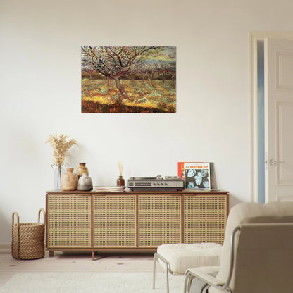 Apricot Trees in Blossom - Vincent van Gogh Brushed Aluminum Print - 70x100 cm / 28x40 inches | Vincent van Gogh Aluminum Print | Vincent van Gogh Prints