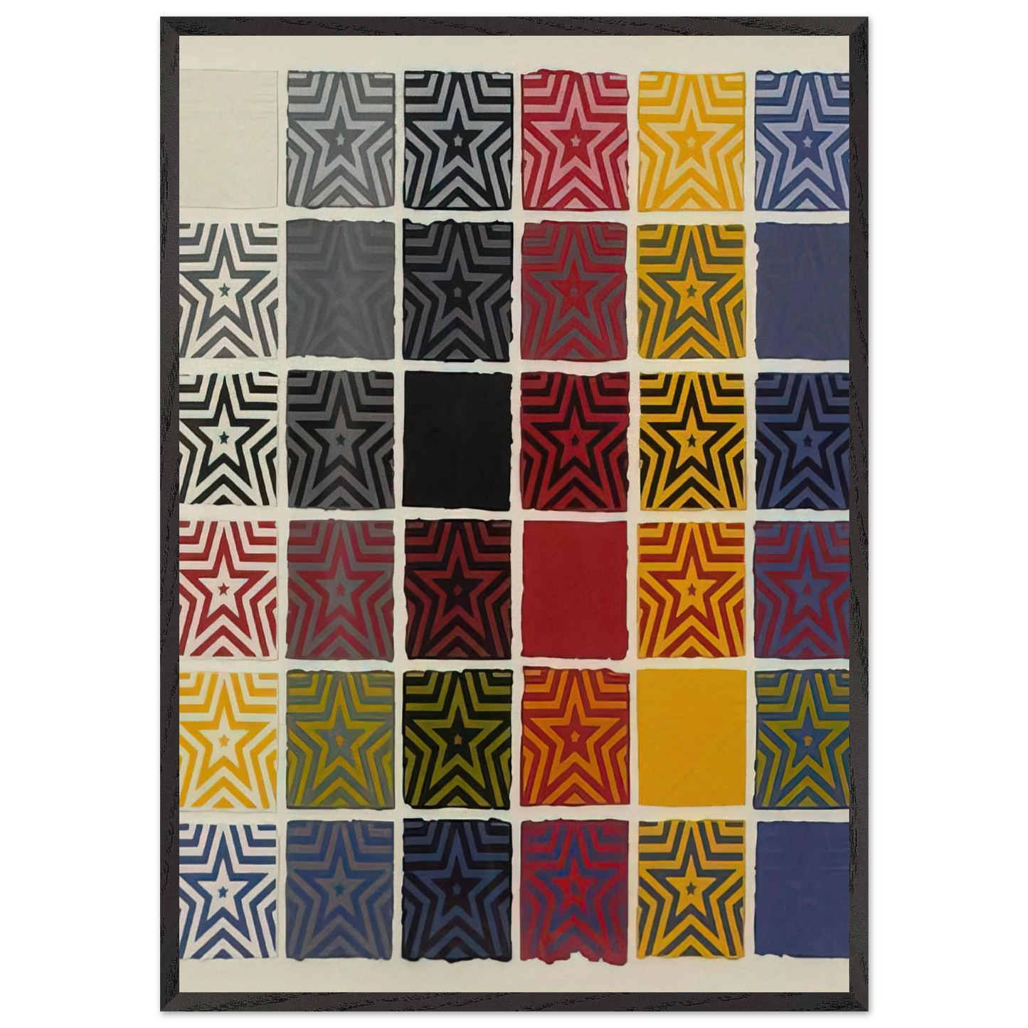 Stars 5 Pointed - Sol LeWitt Framed Art Print – Black Wooden Frame - Default Title - -Framed Art Print