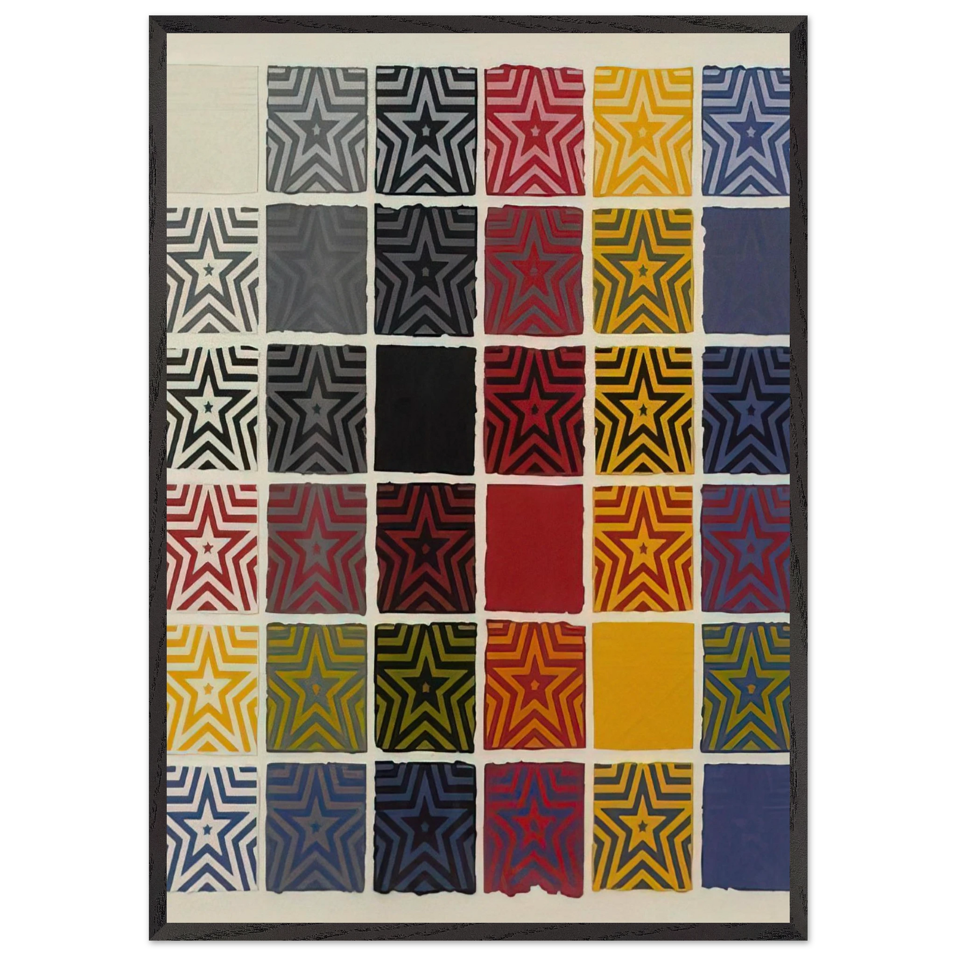 Stars 5 Pointed - Sol LeWitt Framed Art Print – Black Wooden Frame - Default Title - -Framed Art Print