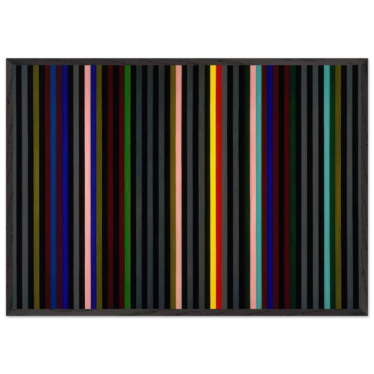 Black Grey Beat - 1964 - Gene Davis Framed Art Print – Black Wooden Frame - Default Title - -Framed Art Print