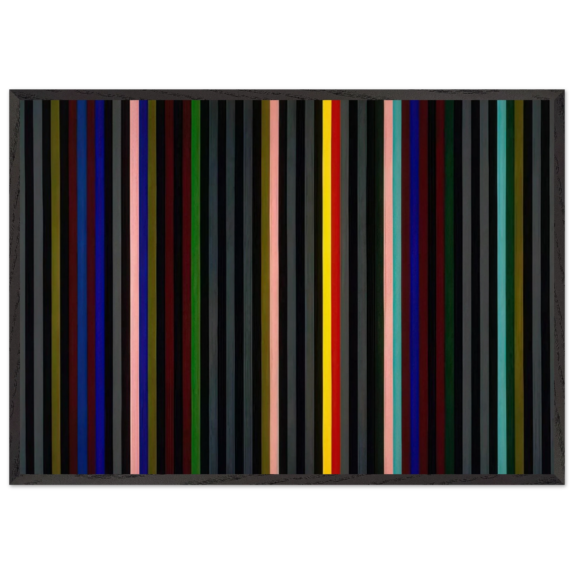 Black Grey Beat - 1964 - Gene Davis Framed Art Print – Black Wooden Frame - Default Title - -Framed Art Print