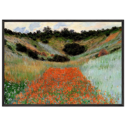 Poppy Field in a Hollow near Giverny - claude monet Framed Art Print – Black Wooden Frame - Default Title - -Framed Art Print