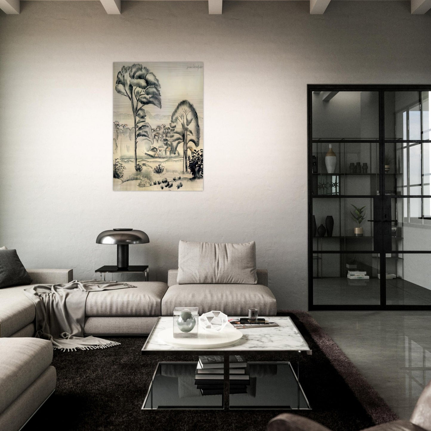 LANDSCAPE OF ALGERIA - Jean Dubuffet Brushed Aluminum Print - 70x100 cm / 28x40 inches | Jean Dubuffet Aluminum Print | Jean Dubuffet Prints