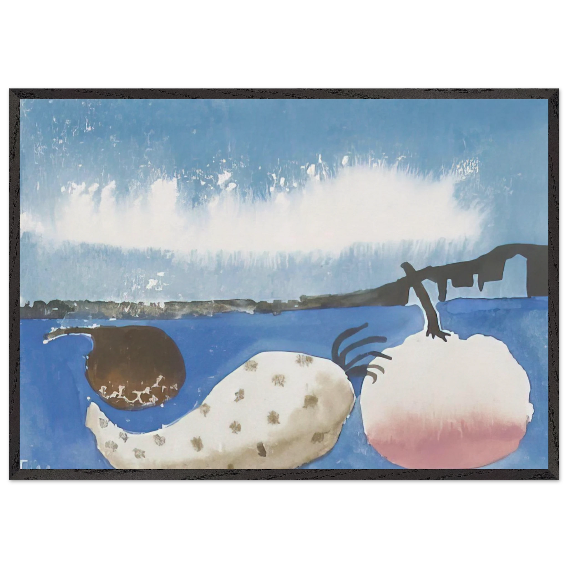 Fruit by the shore - 1992 - Mary Fedden Framed Art Print – Black Wooden Frame - Default Title - -Framed Art Print