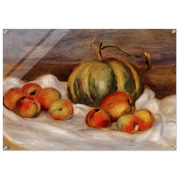 Still Life with Cantalope and Peaches - Pierre-Auguste Renoir Acrylic Print - 70x100 cm / 28x40″ inches | Pierre-Auguste Renoir Wall Art | Pierre-Auguste Renoir Prints