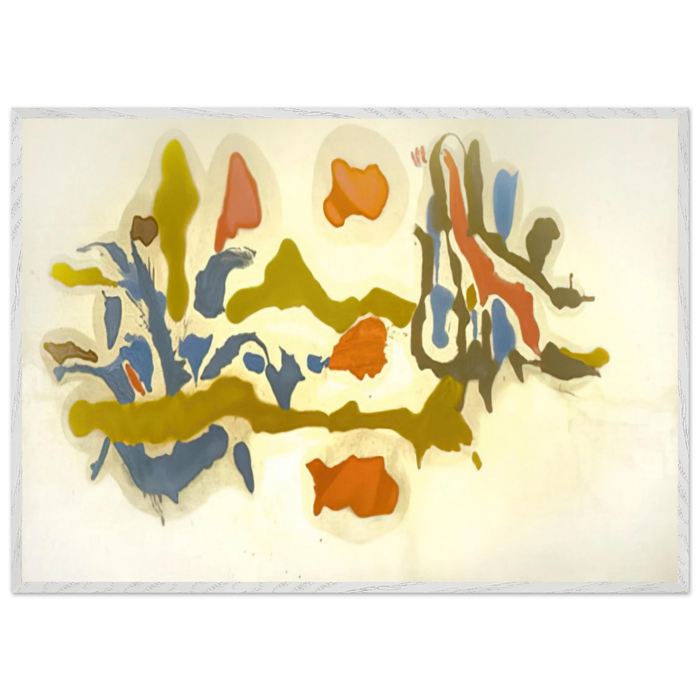 Helen Frankenthaler - Seascape with Dunes - 1962 Wall art - 70x100 cm / 28x40 inches - Premium Wooden Framed Poster With Fine Art Paper - White frame