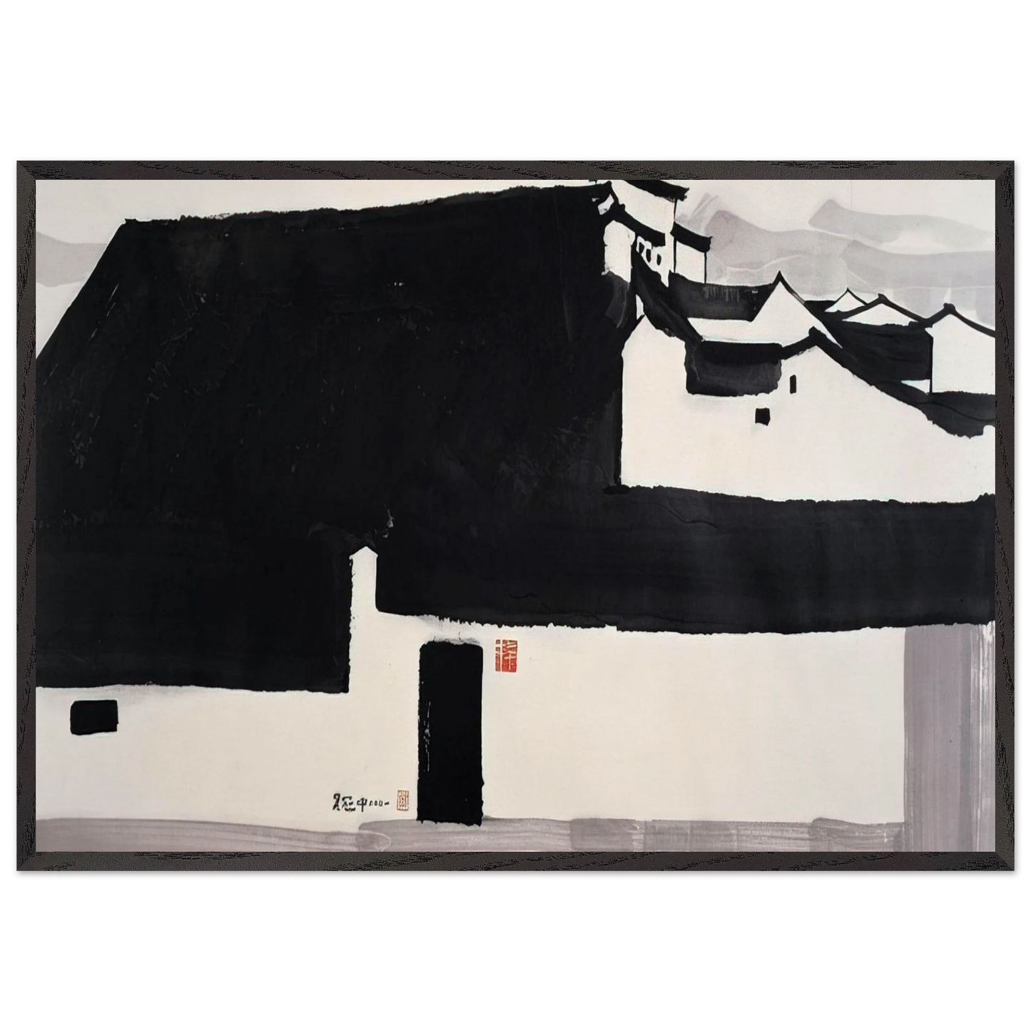 A Big Manor - 2001 - Wu Guanzhong Framed Art Print – Black Wooden Frame - Default Title - -Framed Art Print