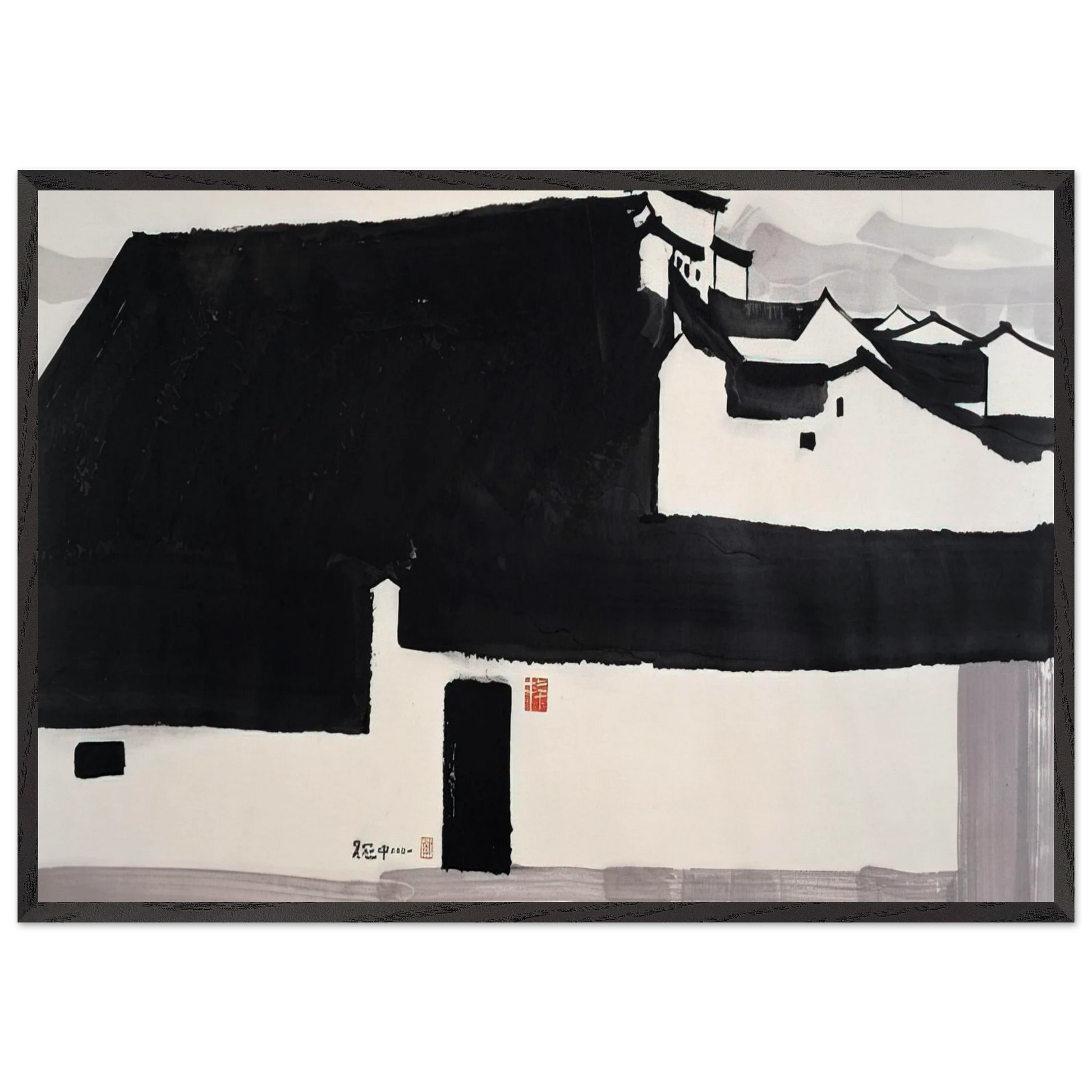 A Big Manor - 2001 - Wu Guanzhong Framed Art Print – Black Wooden Frame - Default Title - -Framed Art Print