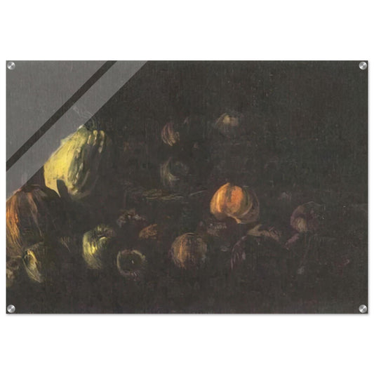 Still life with a basket of apples and two pumpkins - Vincent van Gogh Acrylic Print - 70x100 cm / 28x40″ inches