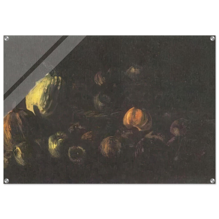 Still life with a basket of apples and two pumpkins - Vincent van Gogh Acrylic Print - 70x100 cm / 28x40″ inches