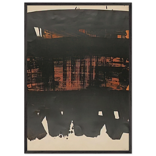 Lithographie No 22 - 1969 - Pierre Soulages Framed Art Print – Black Wooden Frame - Default Title - -Framed Art Print