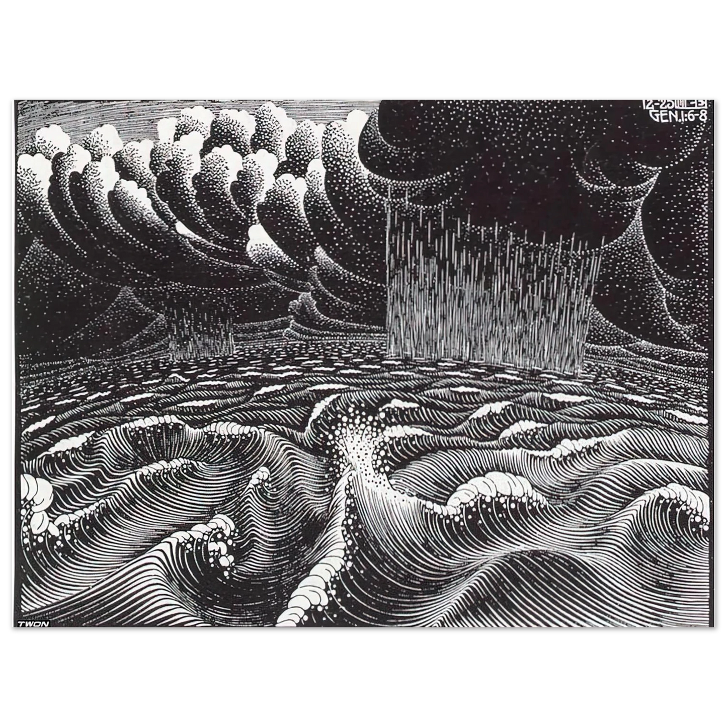 MC Escher - THE 2ND DAY OF THE CREATION Wall Art - 21x29.7 cm / 8x12" - Fine Art Poster - -