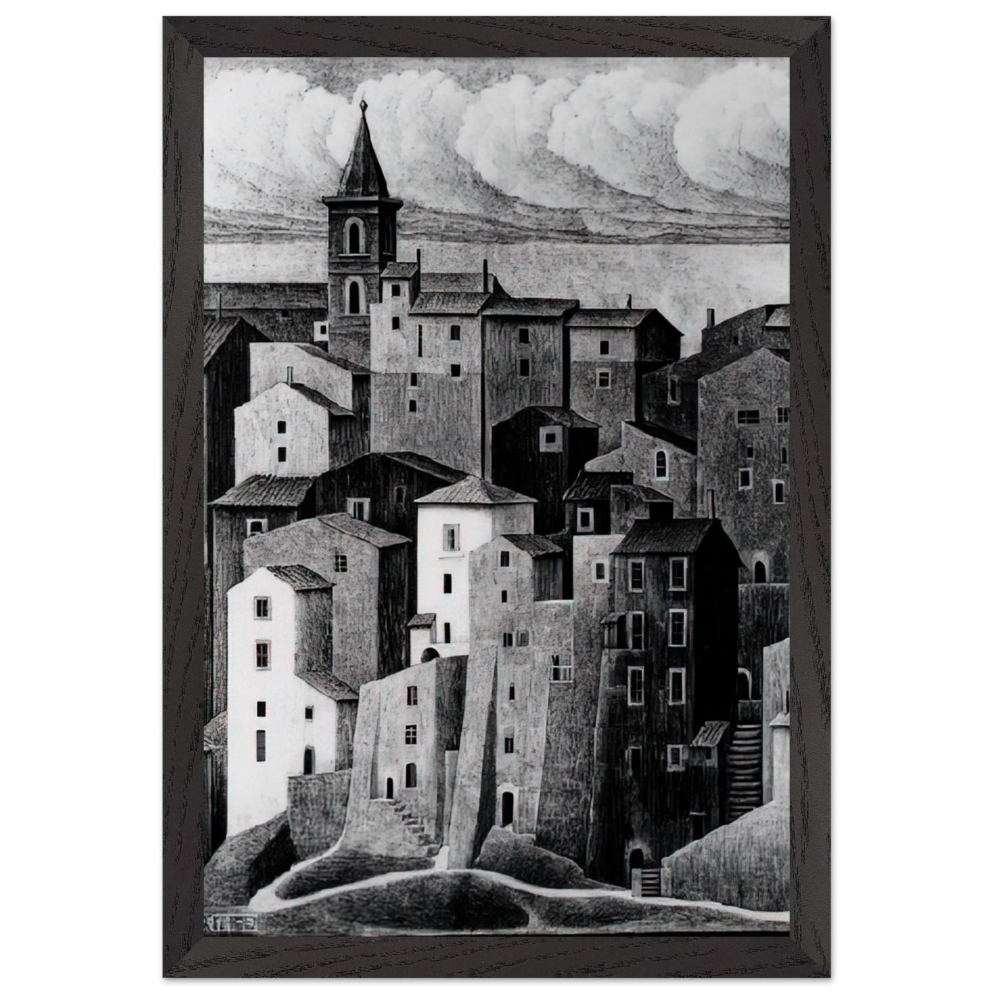 MC Escher - GENAZZANO ABRUZZI NOVEMBER 1929 1929 Wall Art - 30x40 cm / 12x16 inches - Fine Art Poster - -