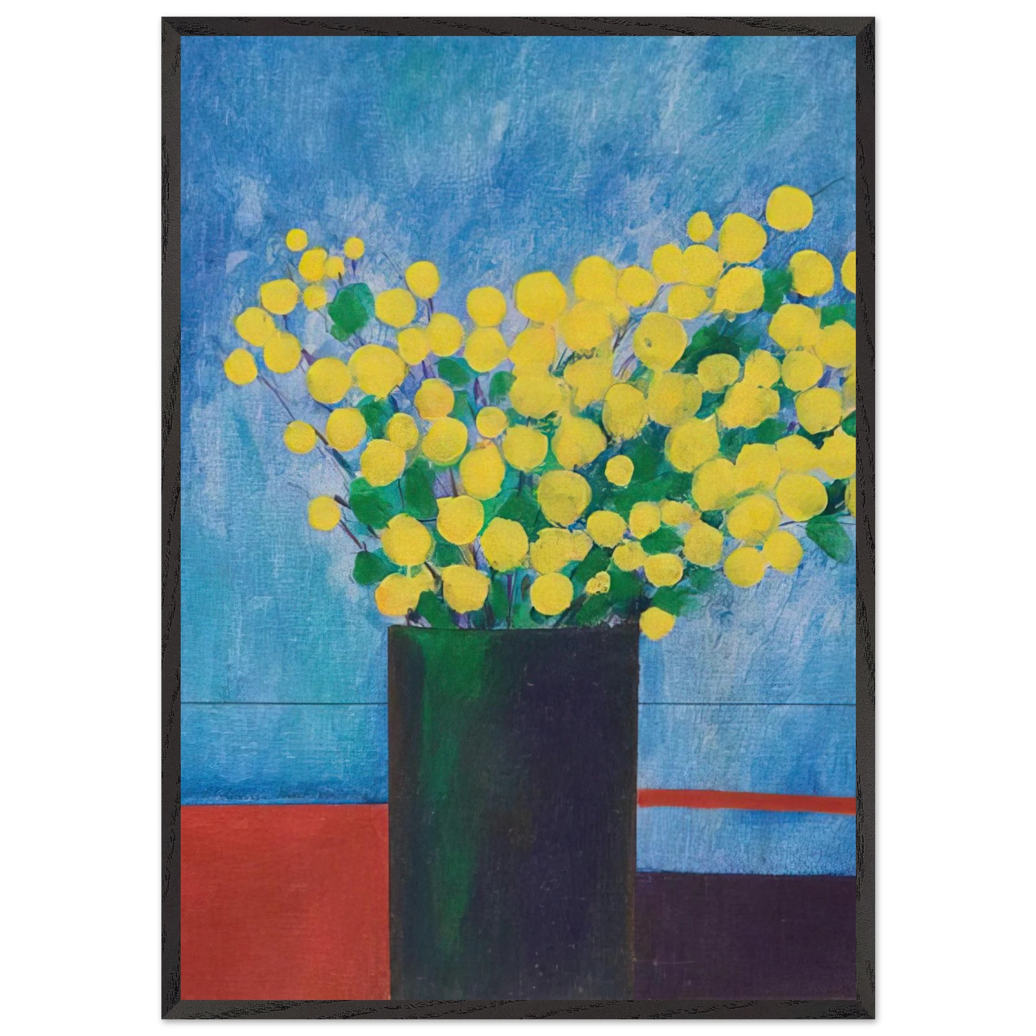Vase With Flowers - 1968 - Aldemir Martins Framed Art Print – Black Wooden Frame - Default Title - -Framed Art Print