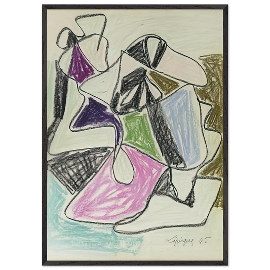 La Rencontre - 1945 - Charles Lapicque Framed Art Print – Black Wooden Frame - Default Title - -Framed Art Print