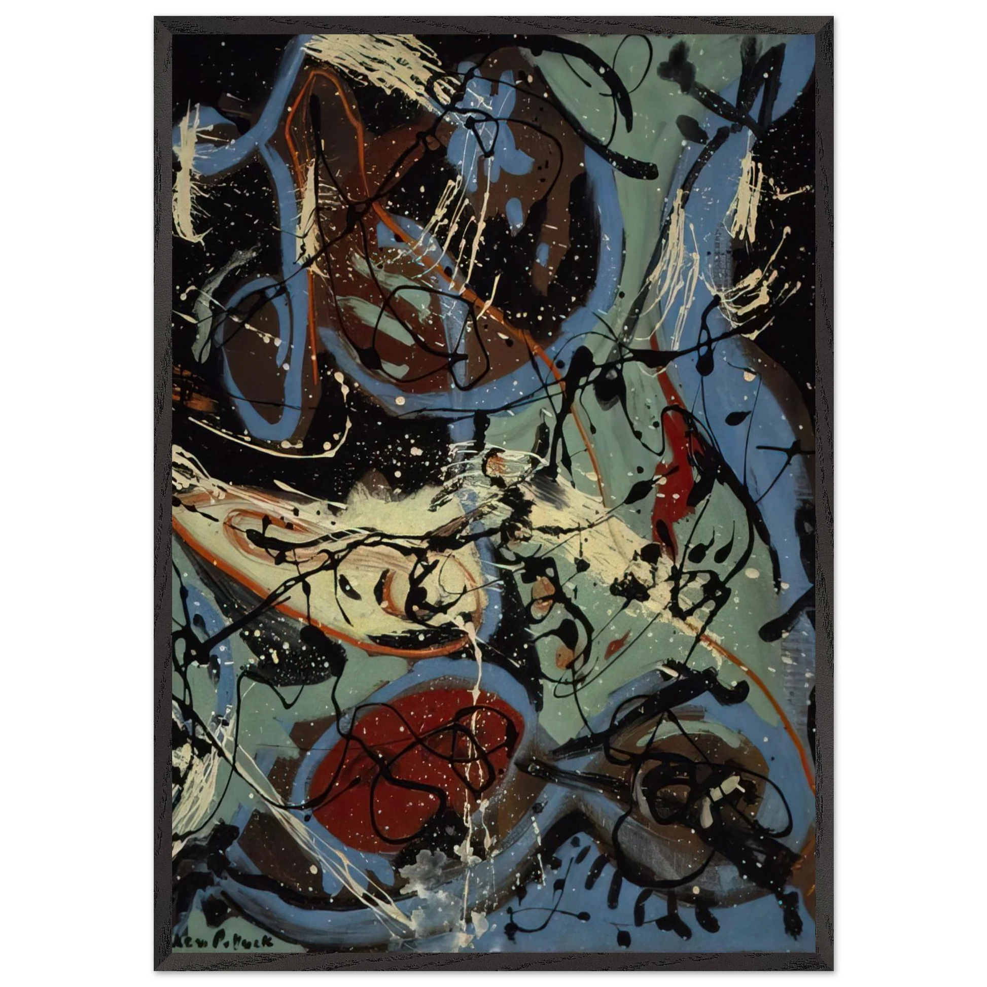 COMPOSITION WITH POURING II - Jackson Pollock Framed Art Print – Black Wooden Frame - Default Title - -Framed Art Print