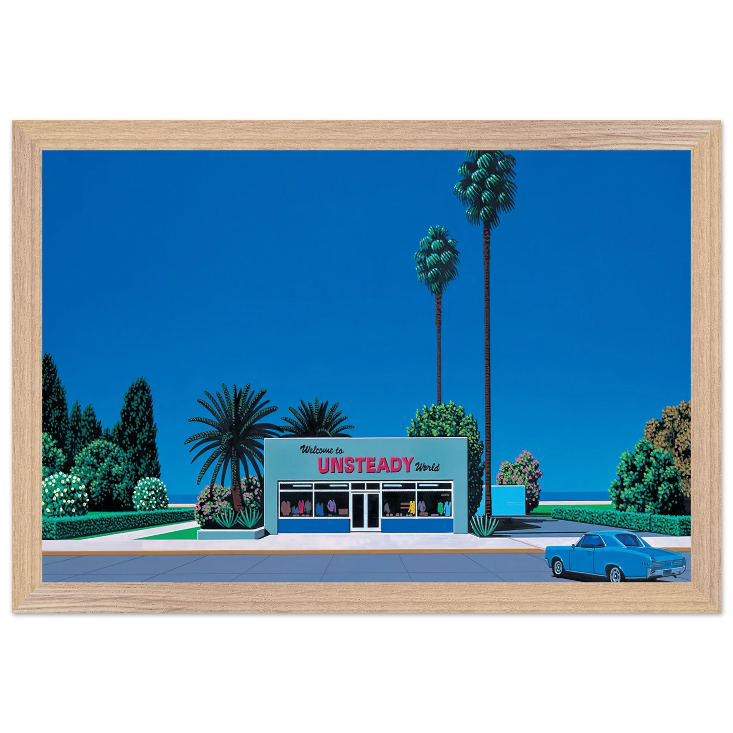 Hiroshi Nagai - Unsteady World Wall Art - 21x29.7 cm / 8x12" - Premium Wooden Framed Poster With Fine Art Paper - Black frame