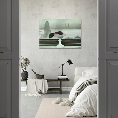 Pink Dish and Green Leaves - Georgia O'Keeffe Brushed Aluminum Print - 70x100 cm / 28x40 inches | Georgia O'Keeffe Aluminum Print | Georgia O'Keeffe Prints