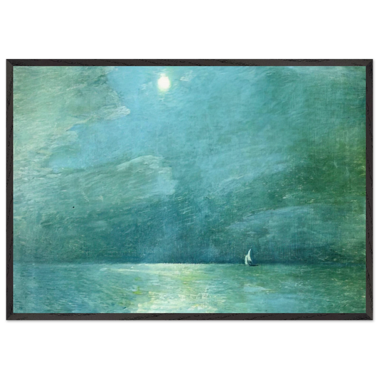 Moonlight on the Sound - Childe Hassam 70x100 cm / 28x40 inches Framed Art Print – Black Wooden Frame