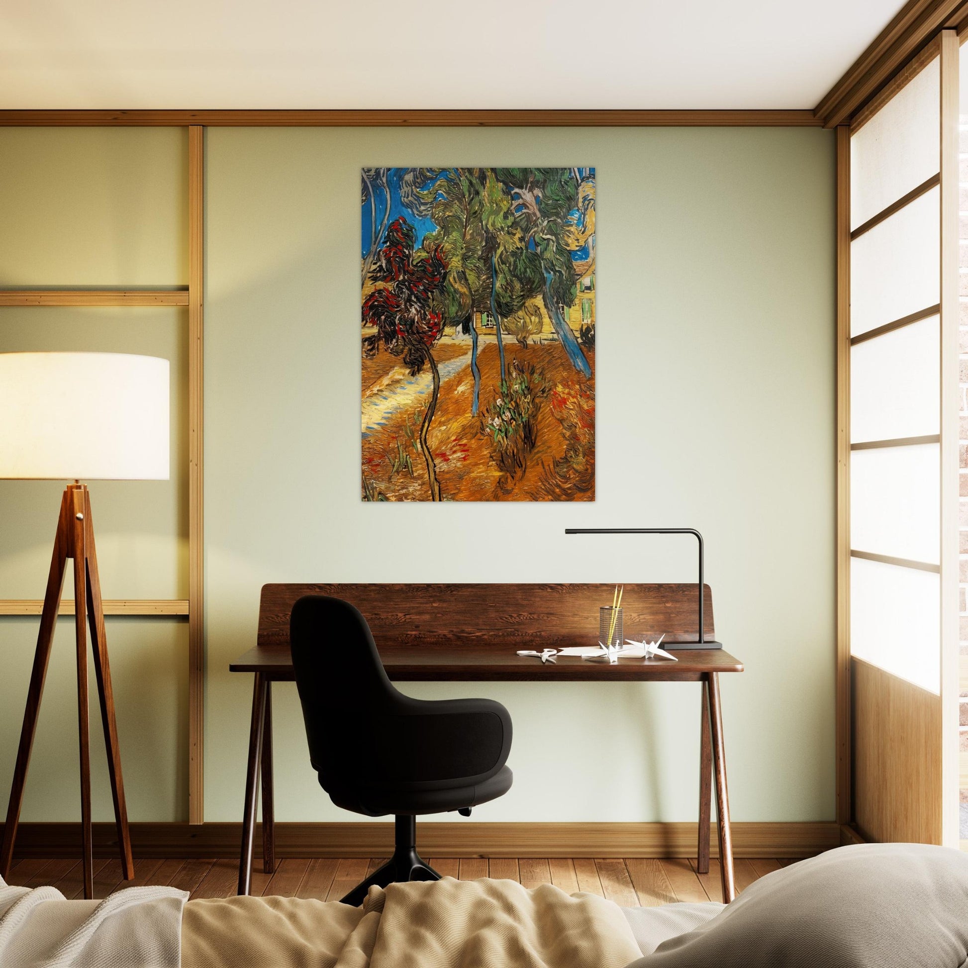 Trees in the Asylum Garden - Vincent van Gogh Brushed Aluminum Print - 70x100 cm / 28x40 inches | Vincent van Gogh Aluminum Print | Vincent van Gogh Prints