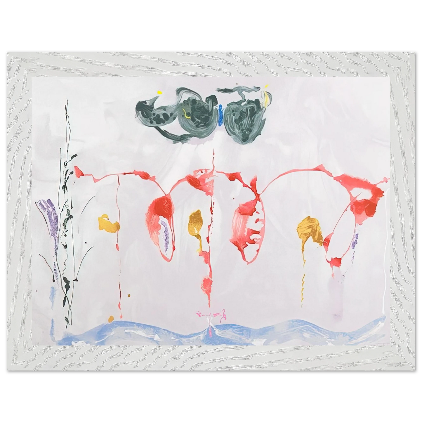 Helen Frankenthaler - Aerie - 2009 Wall art - 15x20 cm / 6x8 inches - Premium Wooden Framed Poster With Fine Art Paper - White frame
