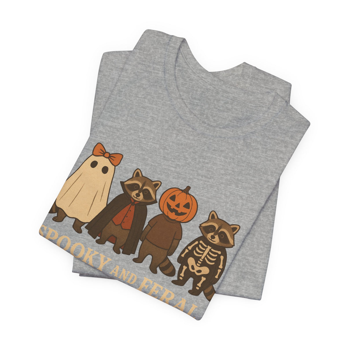 Spooky Raccoon Shirt, Funny Halloween Graphic Tee, Cute Vintage Fall T-Shirt, Trendy Womens Halloween Shirt, Feral Raccoon Tee