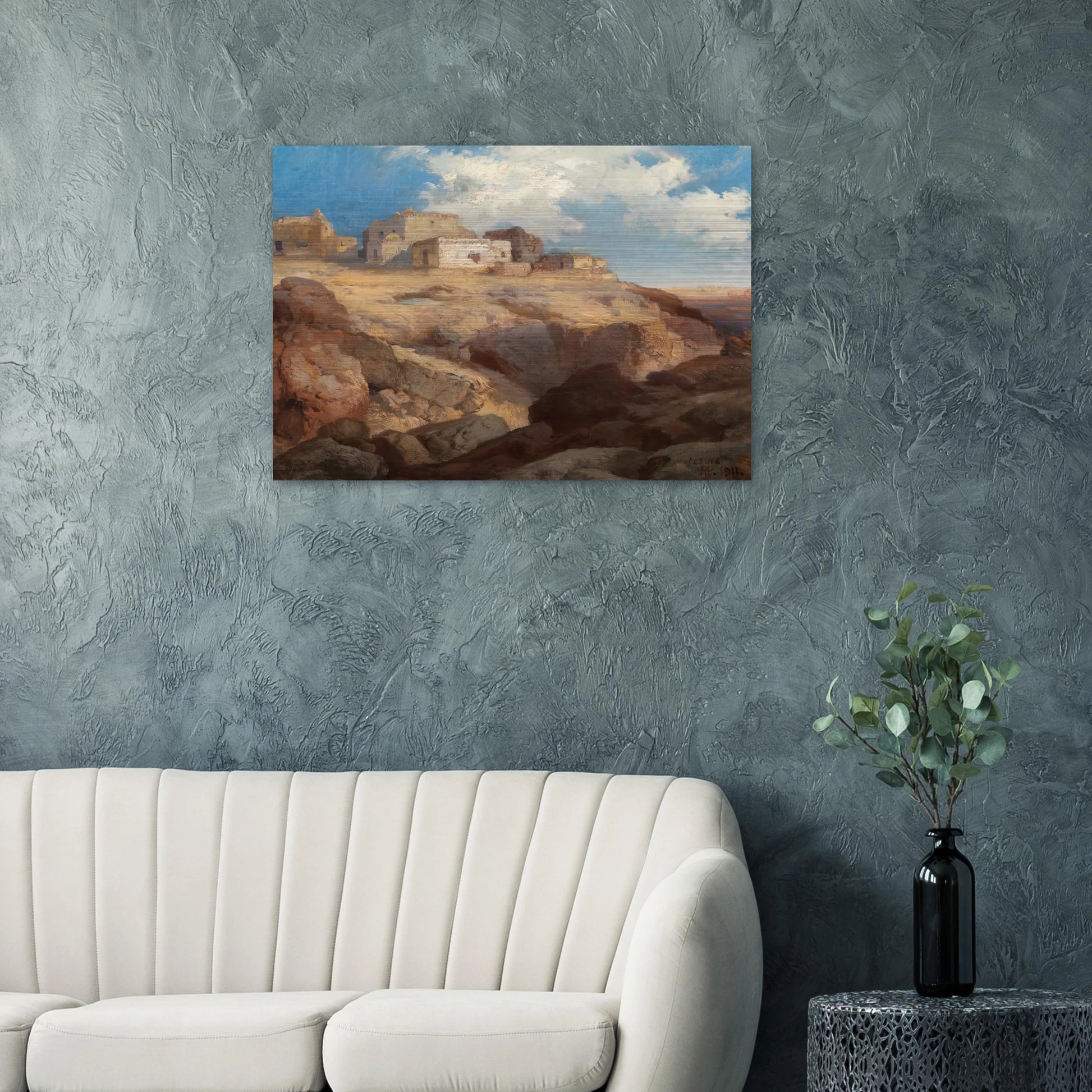 A Bit of Acoma New Mexico - Thomas Moran Brushed Aluminum Print - 70x100 cm / 28x40 inches | Thomas Moran Aluminum Print | Thomas Moran Prints