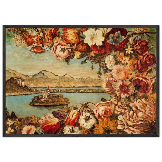 ISLAND AND FLOWER GARLAND - Giorgio de Chirico Framed Art Print – Black Wooden Frame - Default Title - -Framed Art Print